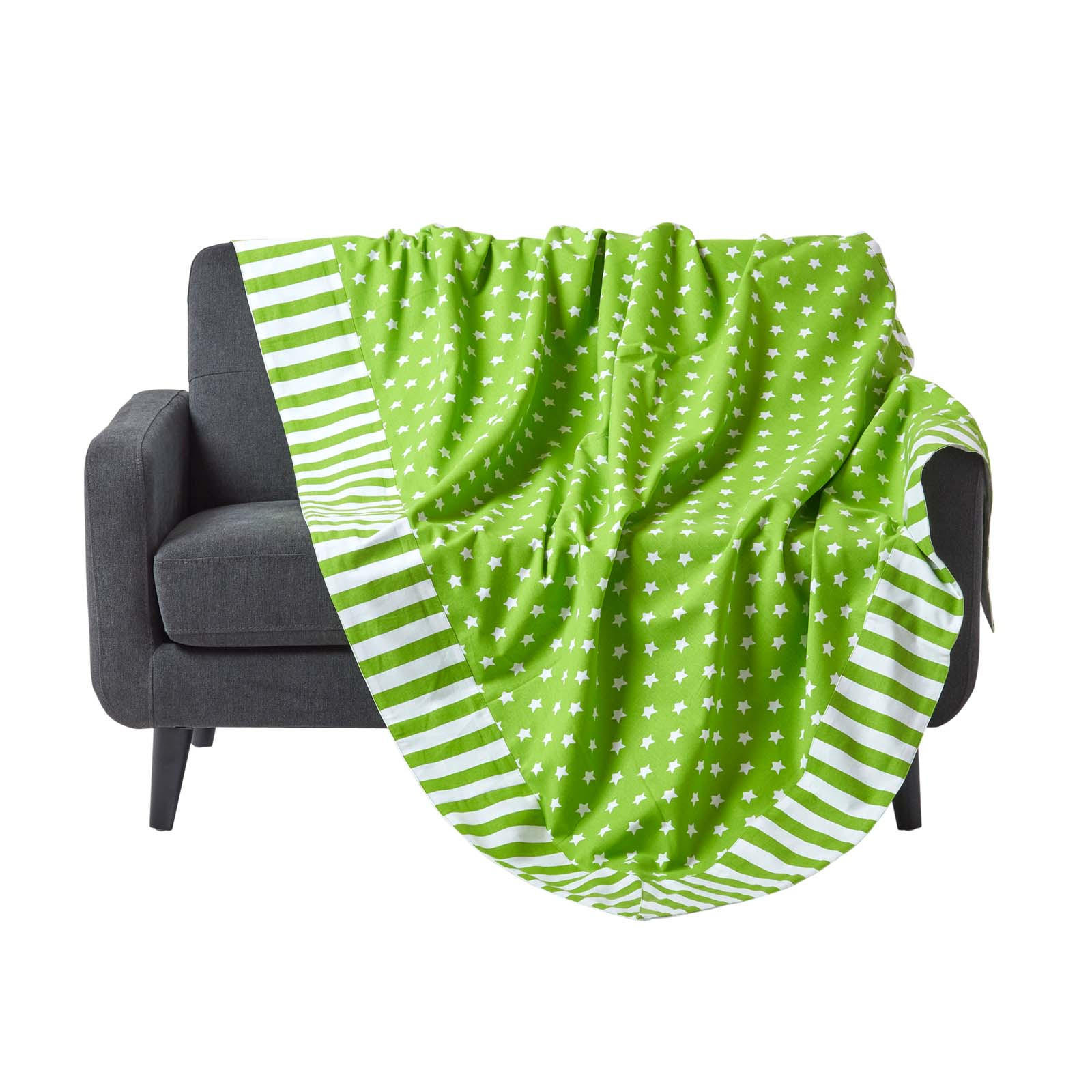 ÜBERWURF 150/200 cm, Sterne-Muster, 100% Baumwolle - Grün, Textil (150/200cm) - Homescapes