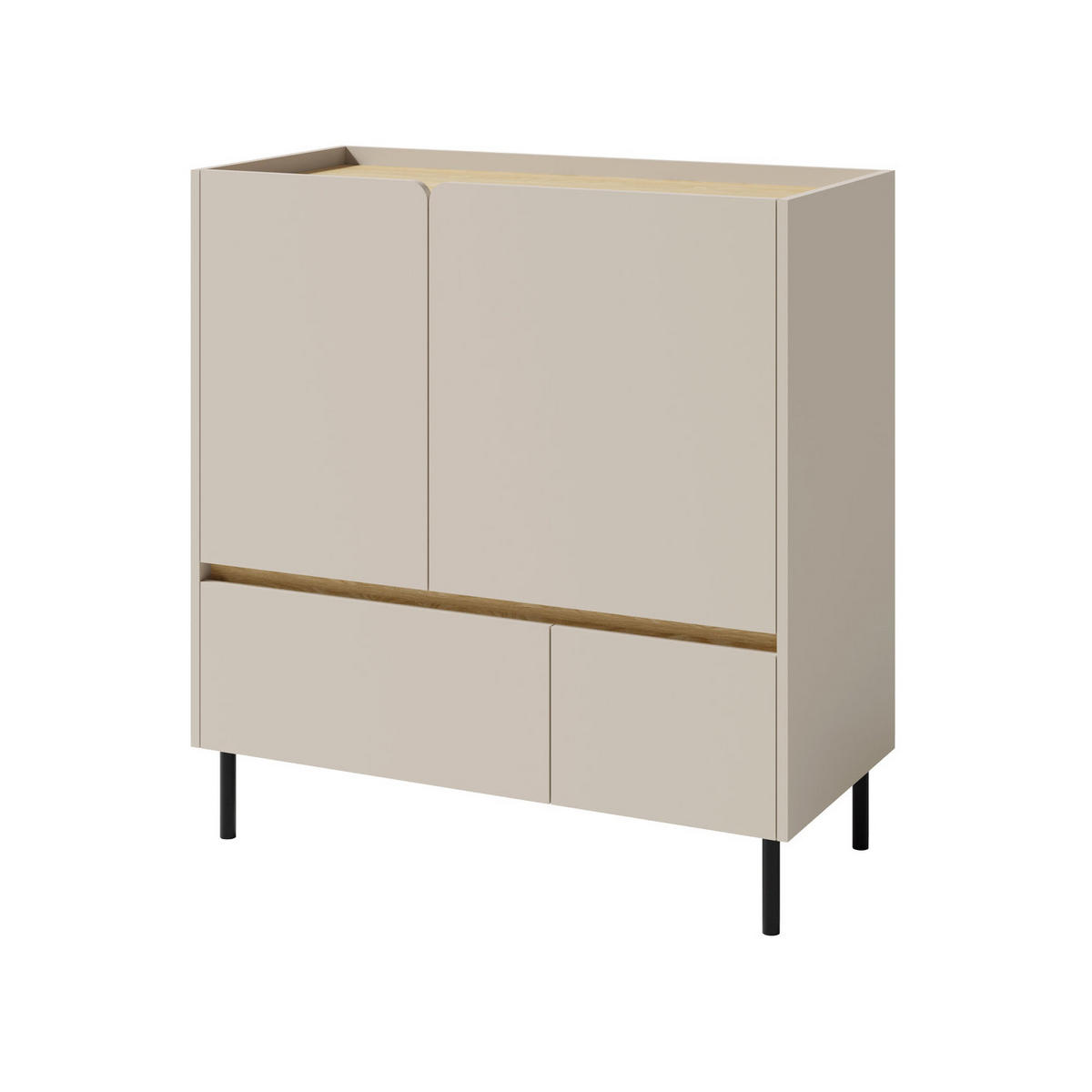 KOMMODE Lico mit 2 Schubalden und 2 Türen, Beige Sand - Beige, Holzwerkstoff (95/105/40cm) - Beautysofa