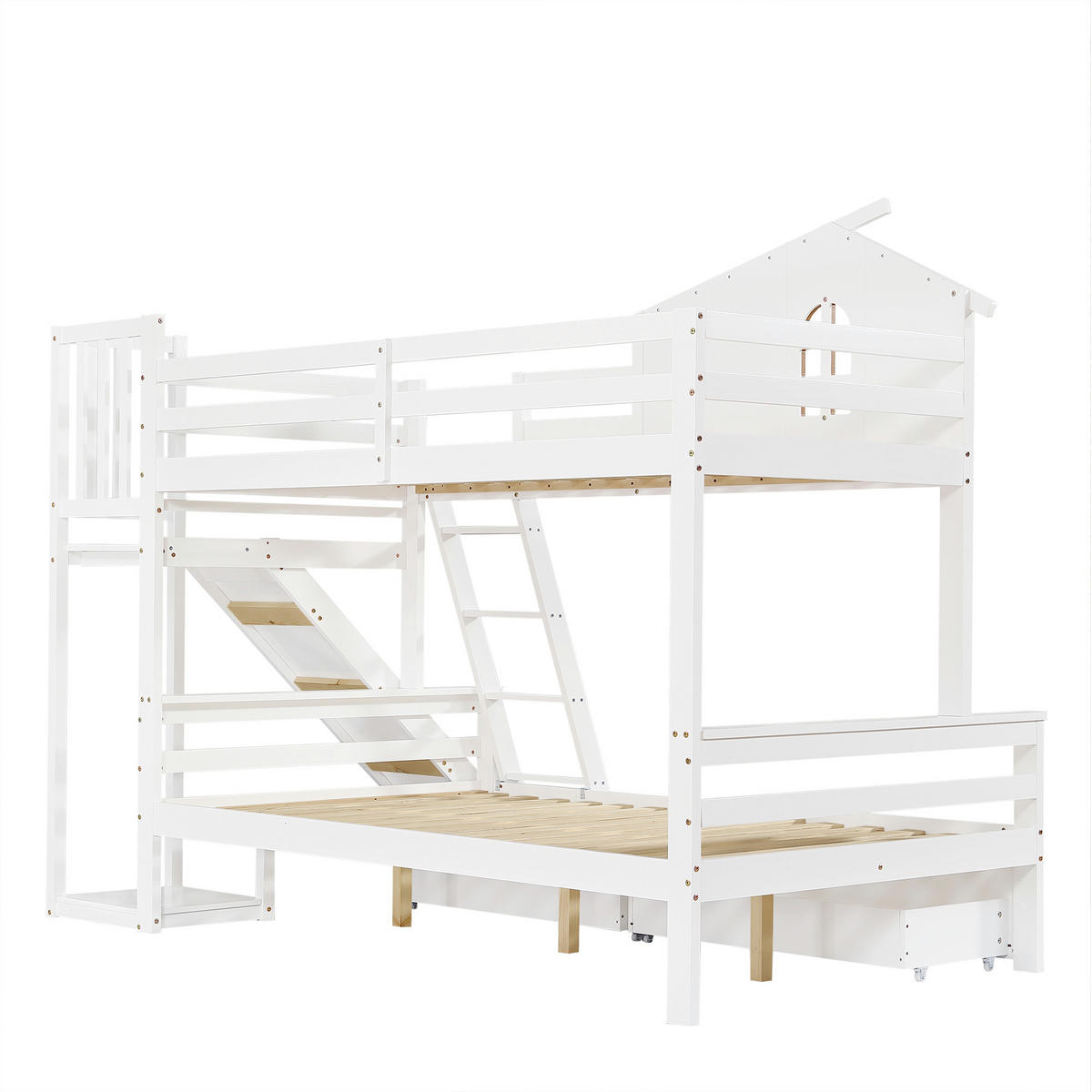 ETAGENBETT 90/200 cm + 120/200 cm Weiß - Weiß, Holz/Holzwerkstoff - Raumix