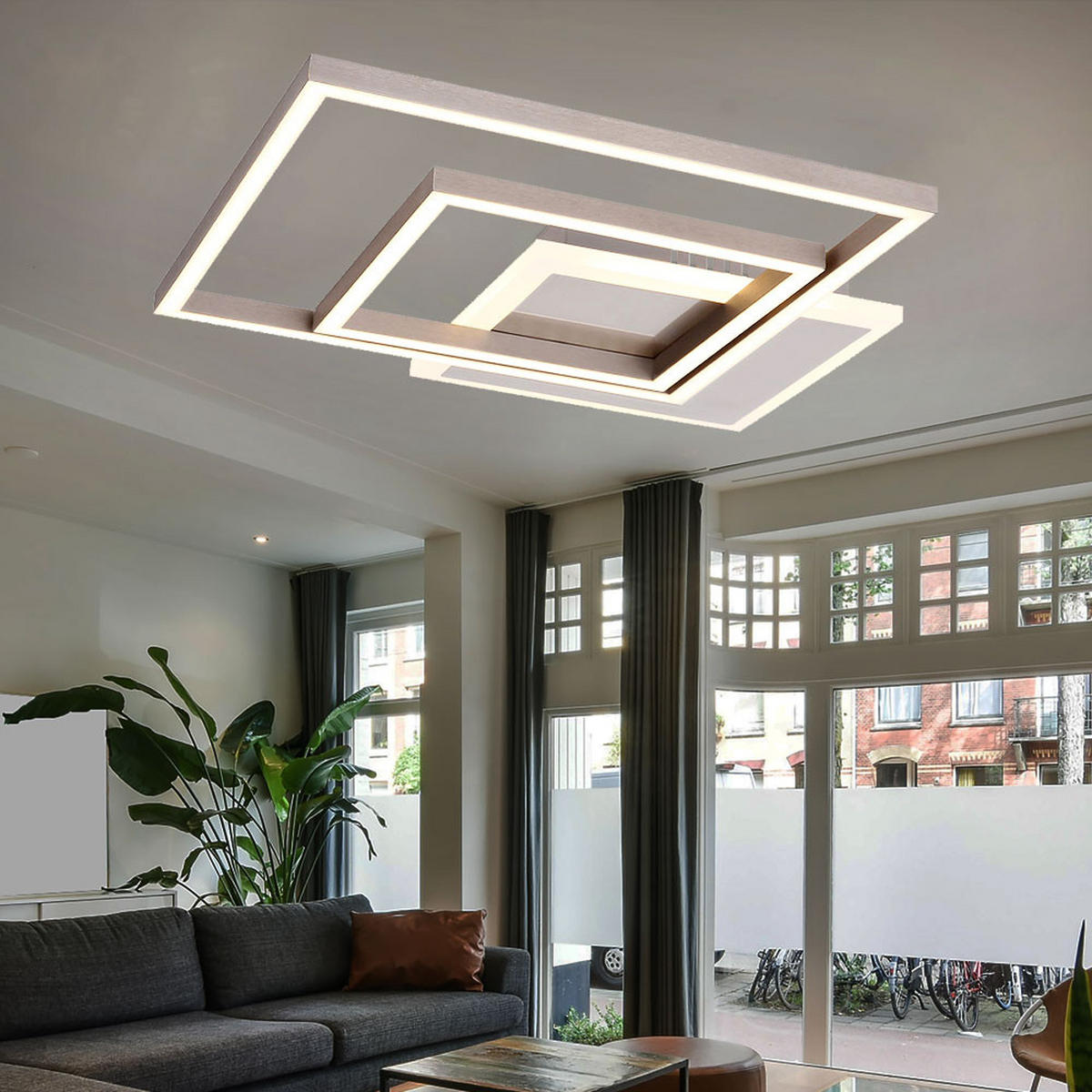 LED DECKENLEUCHTE MUNNI Silber Nickel-matt - Silberfarben, Metall (37/37/5.5cm) - Globo Lighting