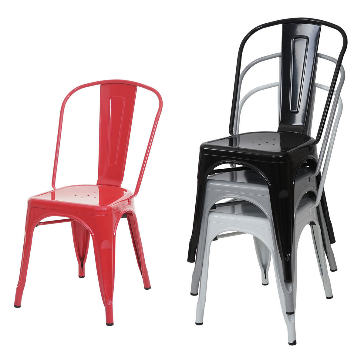 STUHL 87x45x43cm Sitzhöhe 44cm Metall Industriedesign stapelbar Weiß - Weiß, Metall (45/87/43cm) - CHEFGASTRO