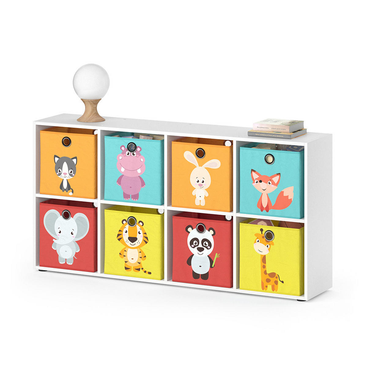 KINDERREGAL Scutum Weiß 143 x 72 cm mit 8 Faltboxen - Weiß, Holzwerkstoff (143/72/29cm) - Vicco