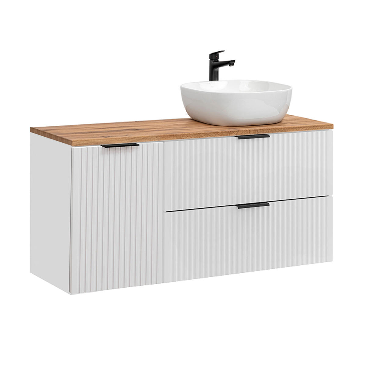 BADMÖBEL Adriel 2er-Set Weiß und Holz - Weiß, Holzwerkstoff (120.8/59/46cm) - Petits-meubles