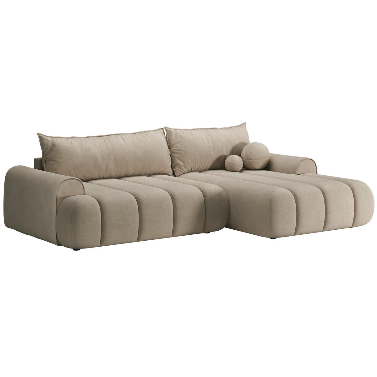 ECKSOFA Dandelino Beige mit Velours-Bezug, rechts - Beige/Schwarz, Kunststoff/Textil (172/271cm) - Selsey
