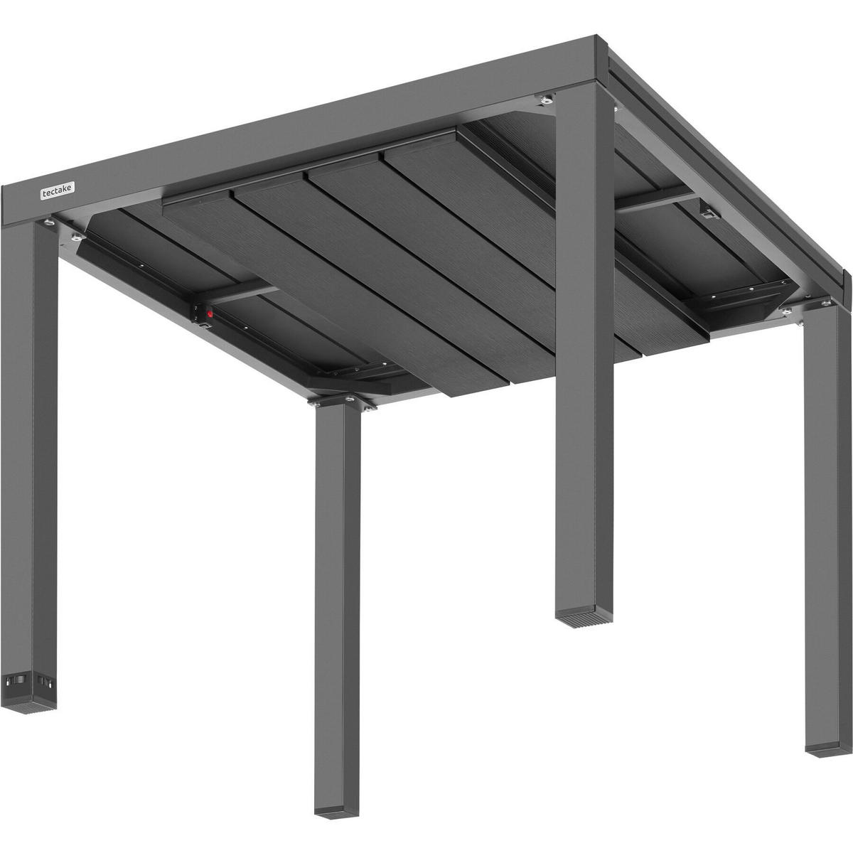 GARTENTISCH Inca, 80–120 x 80 x 74 cm, schwarz - Schwarz, Kunststoff (120/80/74cm) - tectake