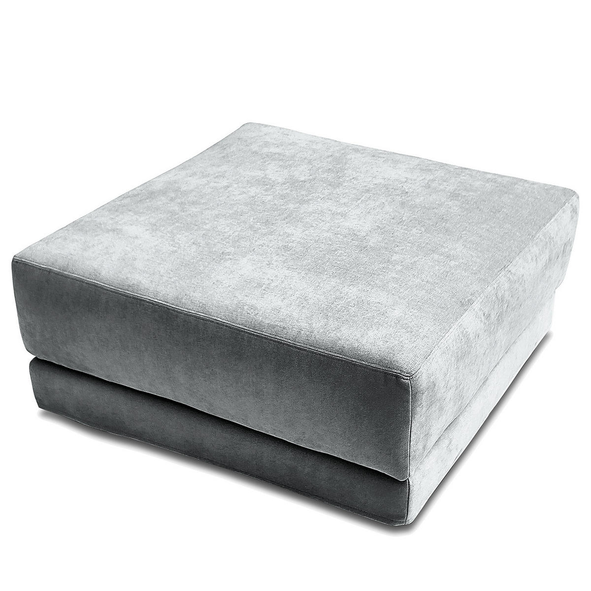 POLSTERHOCKER mit Wechselbezug - Webstoff - Hellgrau/Schwarz, Holz/Kunststoff (92/45/92cm) - home24