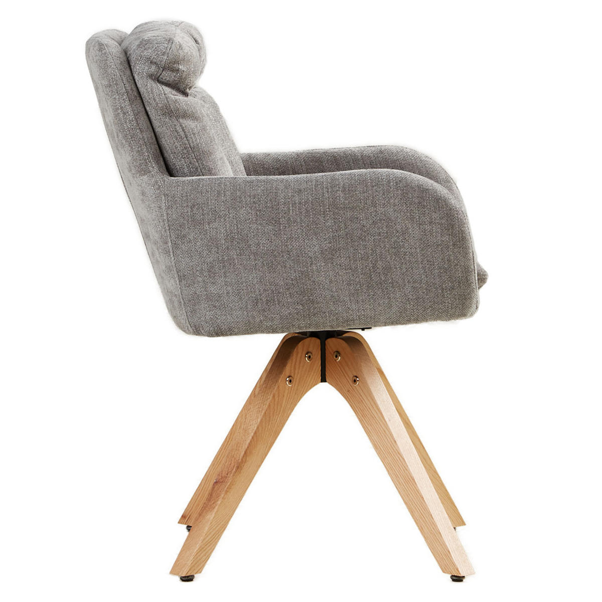 ARMLEHNENSTUHL 2 Stück in Holz Leinen Grau drehbar - Naturfarben/Grau, Textil (59/84/60cm) - Homestyle4u