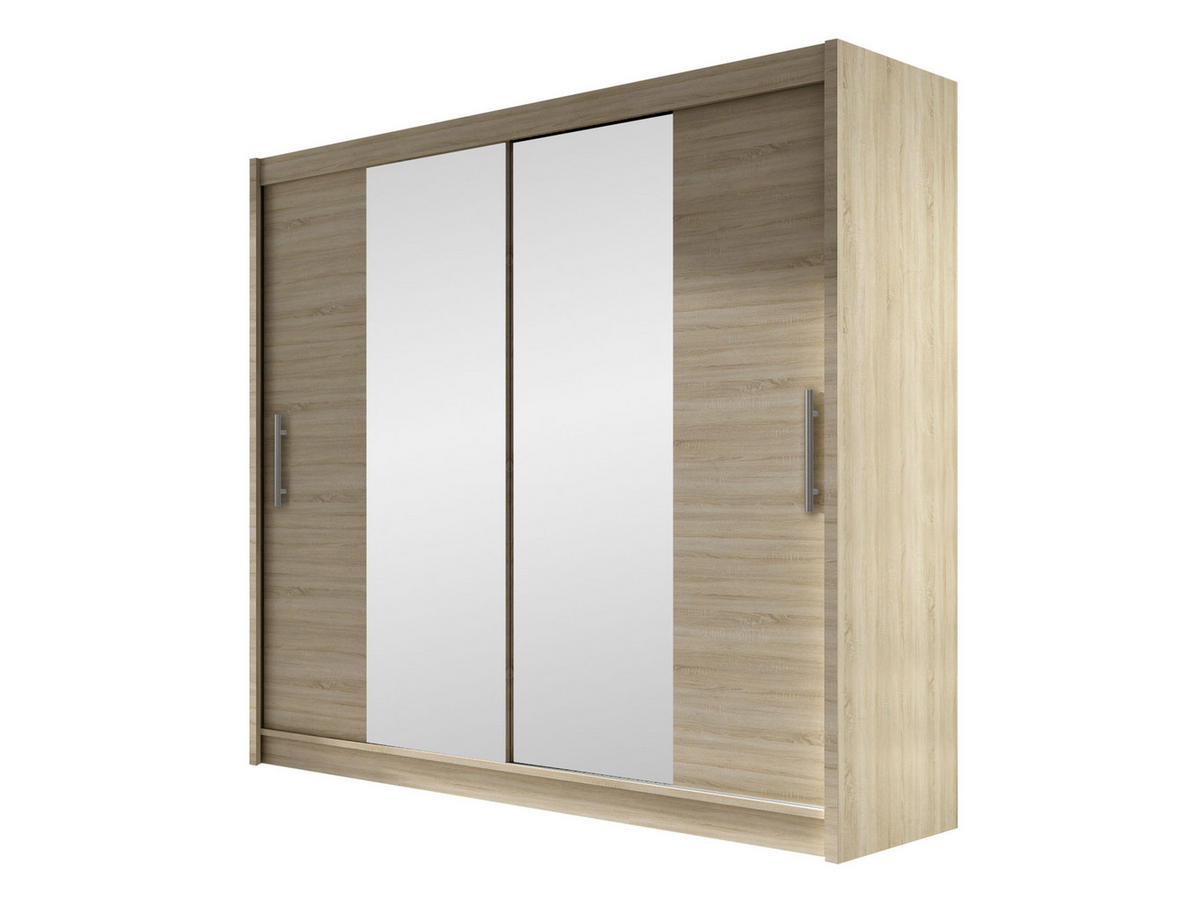 KLEIDERSCHRANK London II - Silberfarben/Sonoma Eiche, Holzwerkstoff/Kunststoff (180/215/58cm) - MIRJAN24