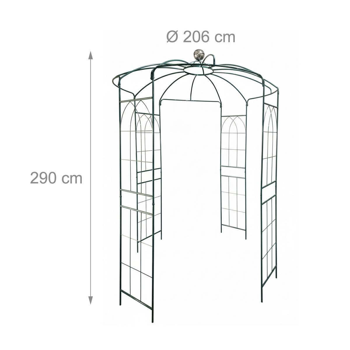 ROSENPAVILLON - Grün, Metall (206/290/206cm) - Relaxdays