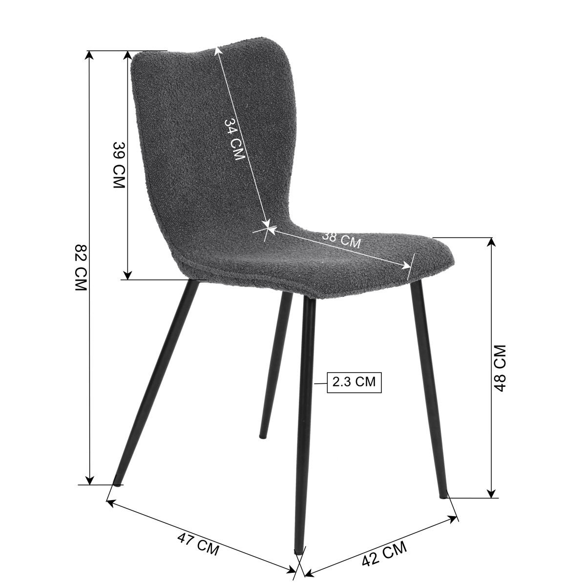 STUHL-SET 2 Stück in Samt - Grau, Textil/Metall (42/82/47cm) - Urban Meuble