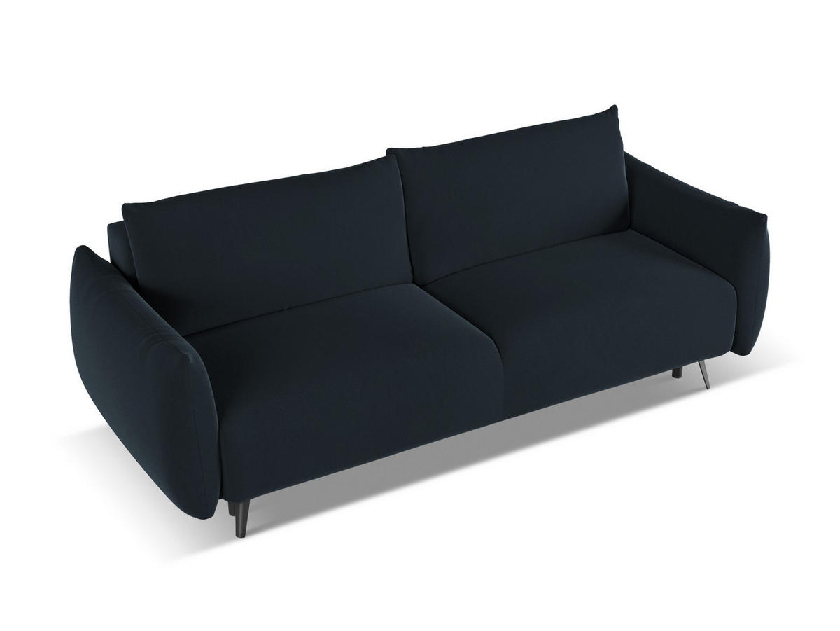 3-SITZER SOFA mit Schlaffunktion Samt Stoff Blau - Blau/Schwarz, Textil/Metall (230/86/105cm) - Makamii