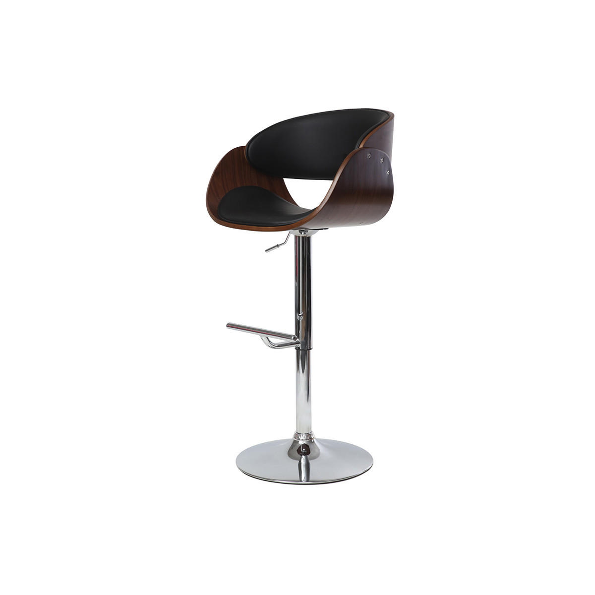 BARHOCKER Schwarz Holz DIOS - Walnussfarben, Textil (52/114/59cm) - Miliboo
