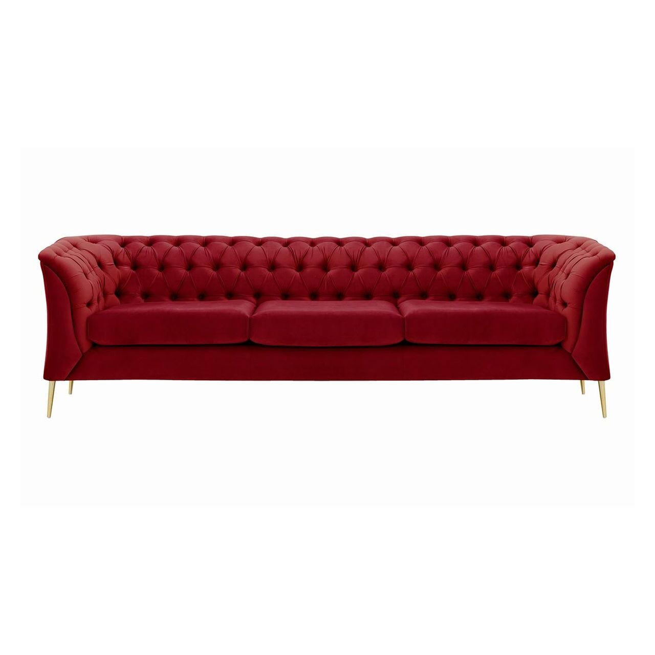 DREISITZER-SOFA Chesterfield Modern-Velluto 7 - Rot, Holz/Textil (248/74/80cm)