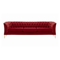 DREISITZER-SOFA Chesterfield Modern-Velluto 7 - Rot, Holz/Textil (248/74/80cm)