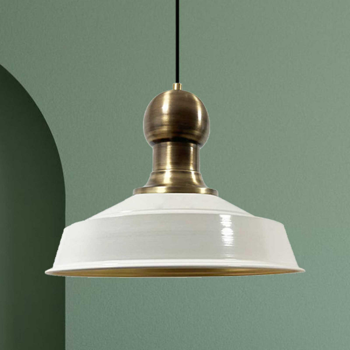 PENDELLEUCHTE Hängelampe Asletl 41/35 cm - Goldfarben/Weiß, Metall (35/41/35cm) - Bamyum