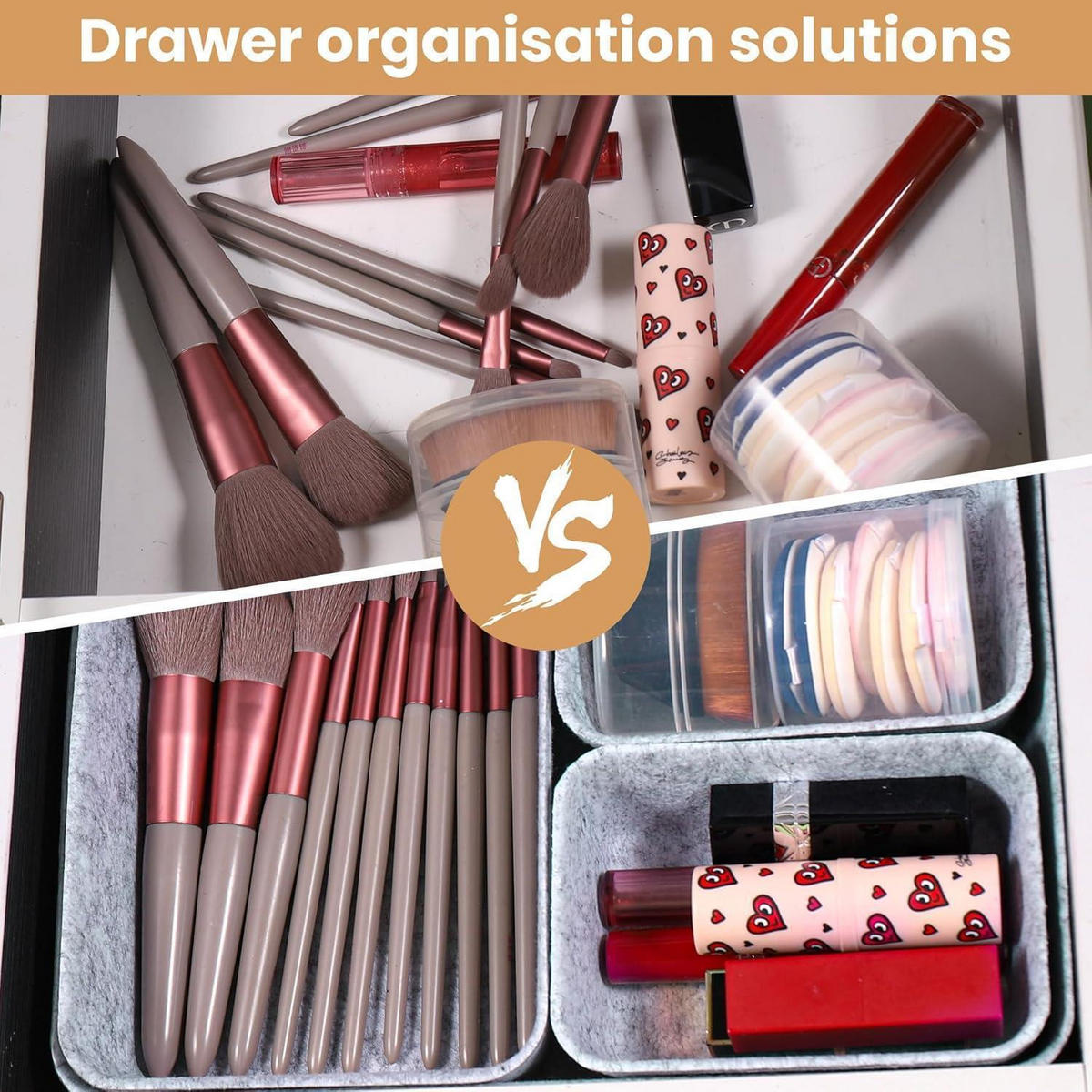 SCHUBLADEN Organizer 7-teiliges Set Filz Hellgrau - Grau, Textil (20/5/28.5cm)