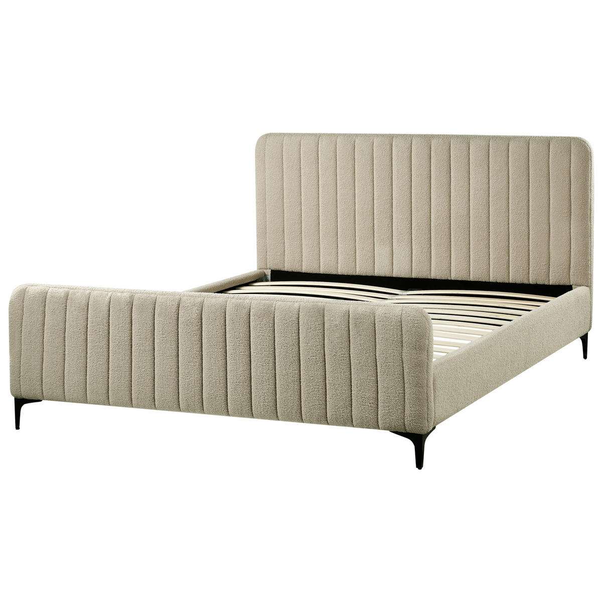 POLSTERBETT mit Lattenrost 160x200 cm Beige Lunan - Beige, Textil (160/200cm) - Beliani