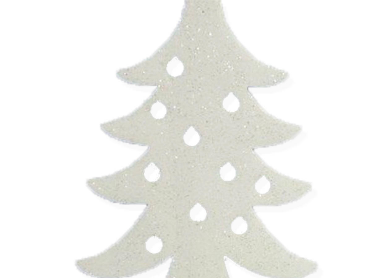 WEIHNACHTSBAUMSCHMUCK Schaumstoffbaum mit Glitzer 40 x 29 cm - Silberfarben/Weiß, Kunststoff (35/15/45cm) - LAALU