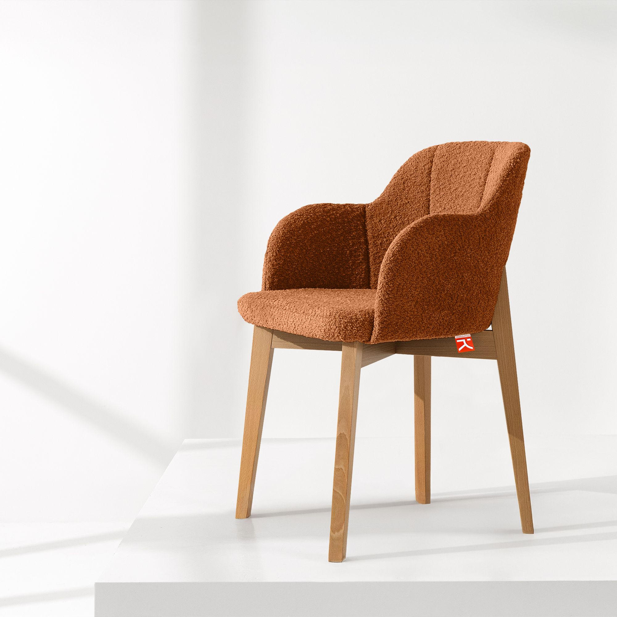 POLSTERSTUHL LONIS Esszimmerstühle 2er Set - Eichefarben/Rot, Holz/Textil (55/82/54cm) - KONSIMO®