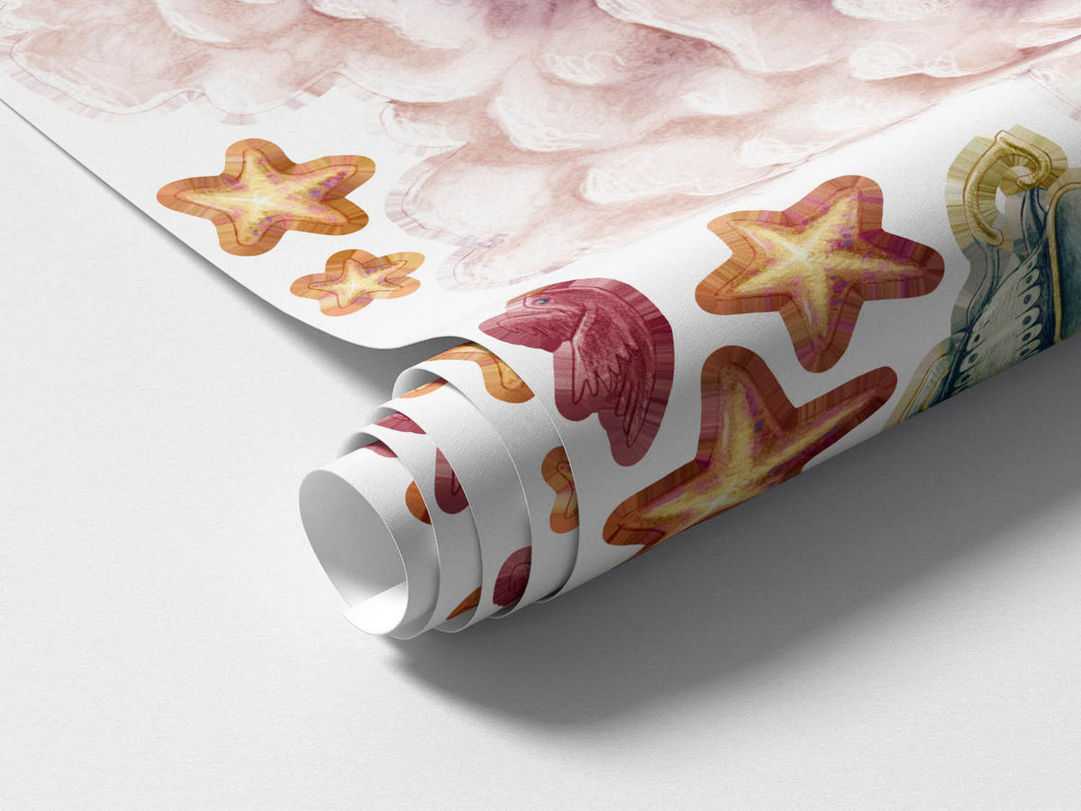 WANDAUFKLEBER 130x174cm - Märchentiere - Multicolor, Kunststoff (130/174/0.1cm) - Wallfluent