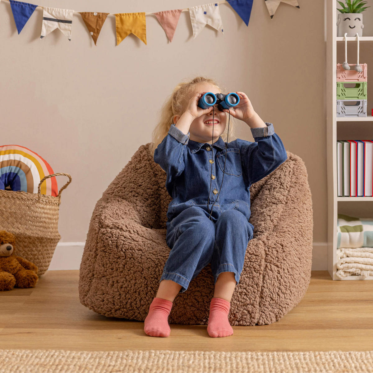 SITZSACK Flauschig für Kinder 2er-Set - Mokka, Kunststoff/Textil (55/44/55cm) - icon