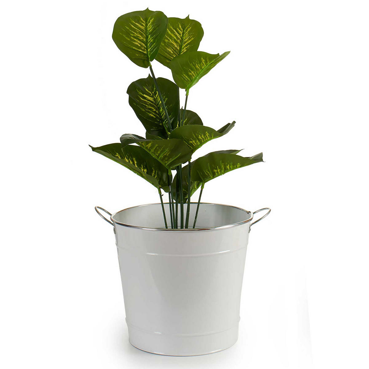 BLUMENTOPF Eimerform Verzinkt Weiß - Weiß, Metall (28/25cm)