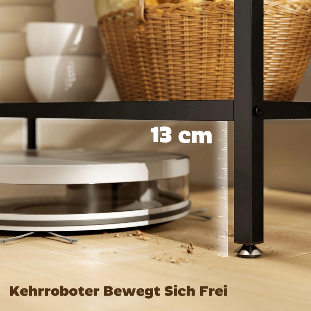STANDREGAL Küchenregal 100/50/90 cm mit 3 Ebenen in Rustikalbraun und Schwarz - Braun, Holz (100/90/50cm) - BEAOK