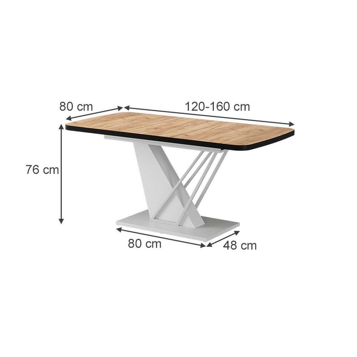 JÍDELNÍ STŮL Fenaro Zlatá síla dub/bílá - bílá/medově dubová, kompozitní dřevo (80/120/77.4cm) - Vicco