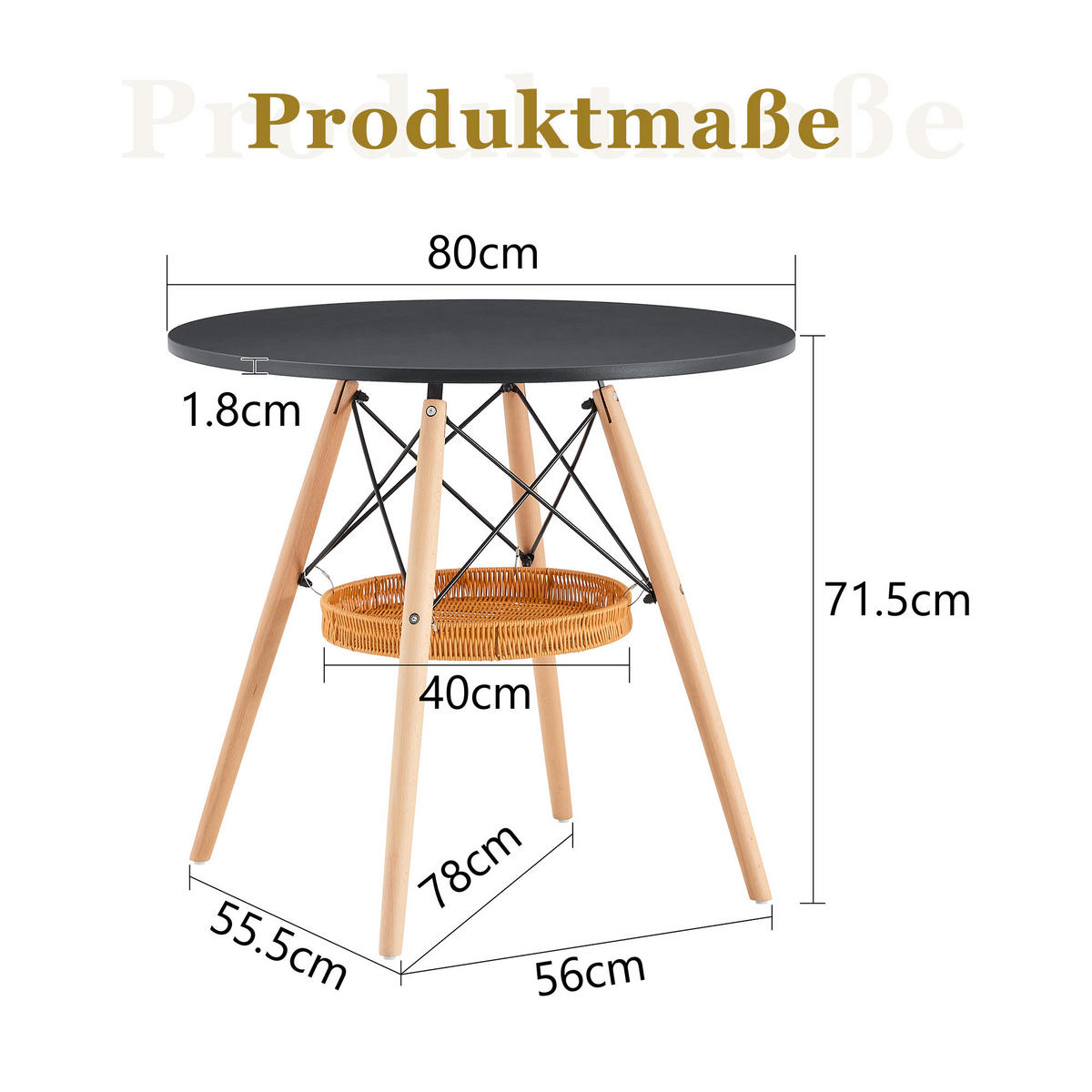 ESSTISCH Schwarz 80/80/71,5 cm - Schwarz, Holz (80/80/71.5cm) - PANGIVO