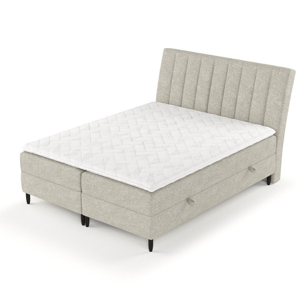 Thumbnail - Maison de Reve Boxbett, Beige, Grau, Textil, Buche, Kiefer, H2, Höhe ca. 19 cm, 180x200 cm, Oeko-Tex® Standard 100, Reac...