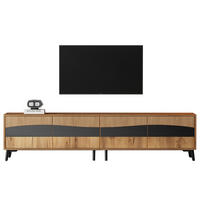 TV-LOWBOARD 180/40/50 cm mit 4 Türen - in Naturfarbe mit schwarzem Liniendekor - Naturfarben, Holzwerkstoff (180/50/40cm) - BEAOK