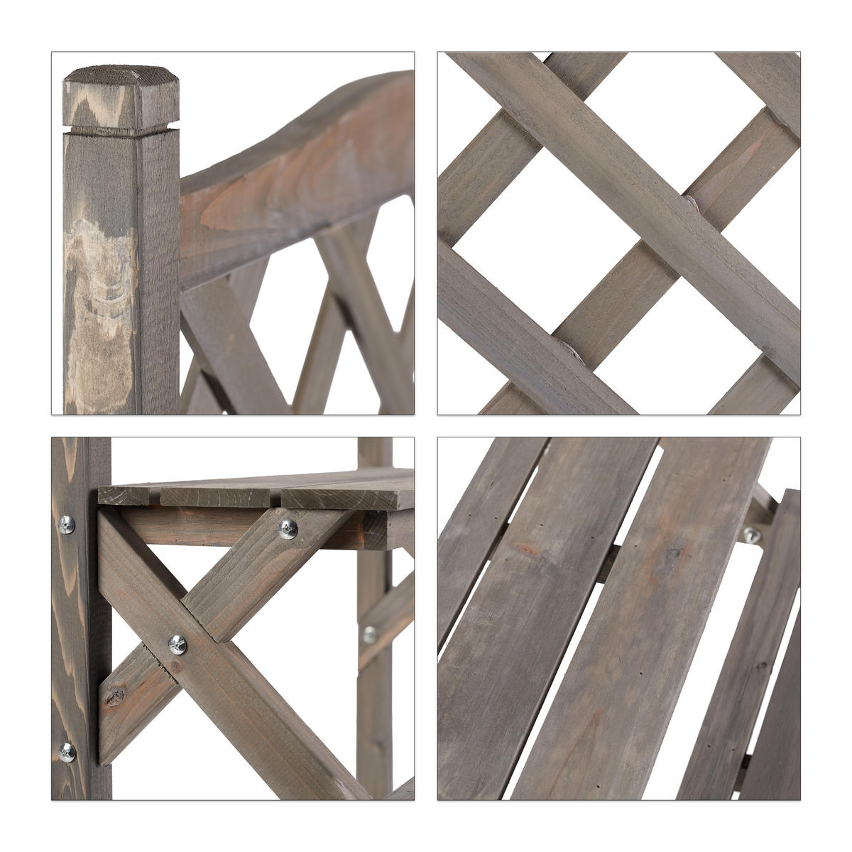 BLUMENTREPPE - Grau, Holz (61/109/40cm) - Relaxdays