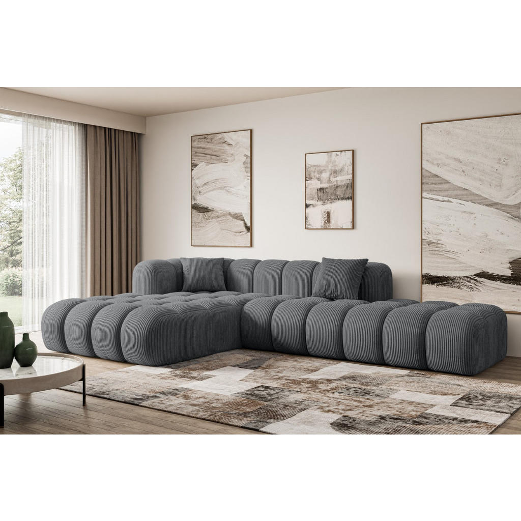 Thumbnail - Altdecor Ecksofa, Dunkelgrau, Textil, 6-Sitzer, L-Form, Ottomane links, 289x176 cm, Wohnzimmer, Sofas & Couches, Wohnlan...