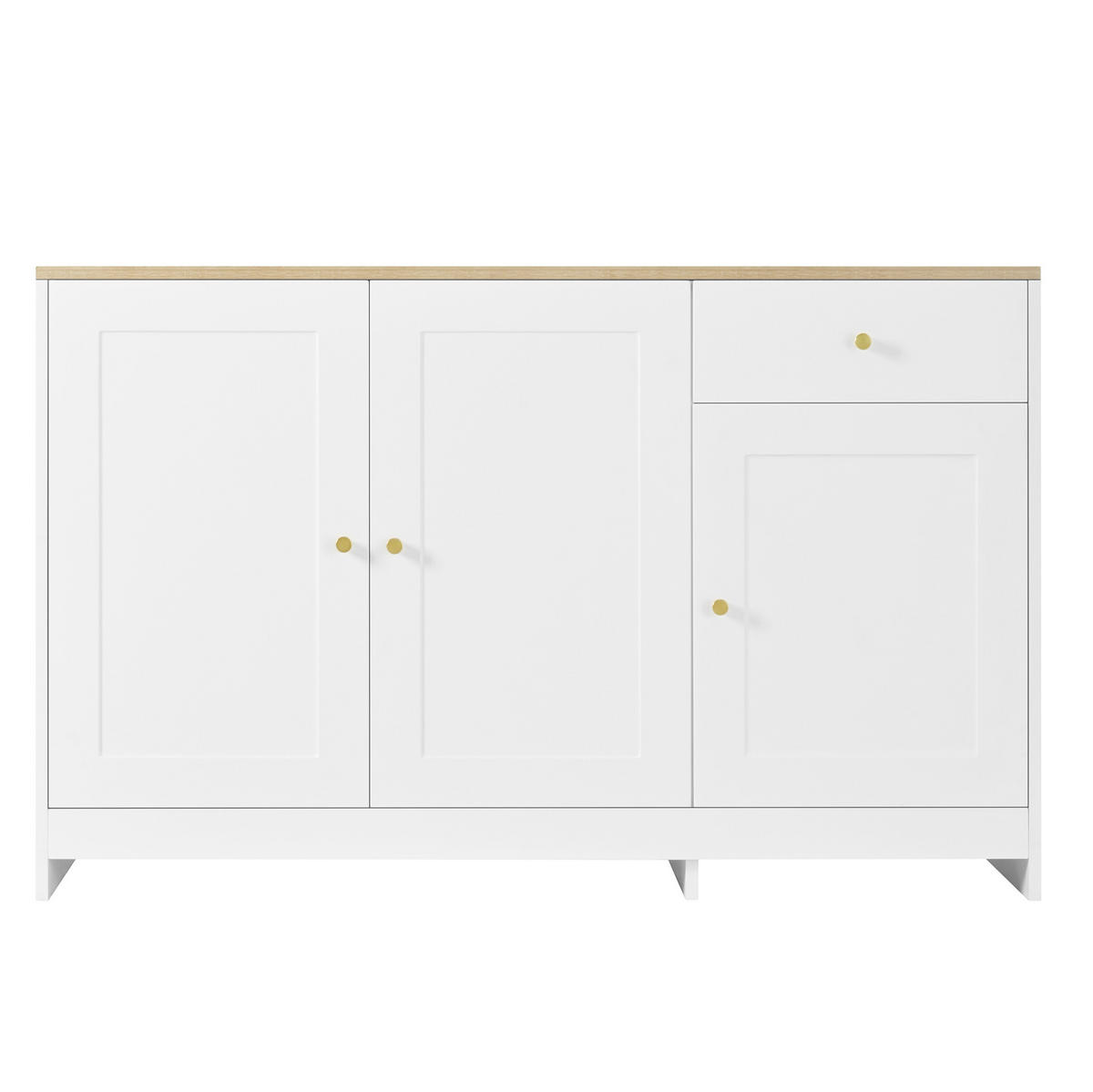 SIDEBOARD 120/40/75 cm mit 3 Türen, Schublade und verstellbaren Einlegeböden aus MDF und Spanplatte, Weiß/Natur - Weiß, Holzwerkstoff (120/75/40cm) - Redom