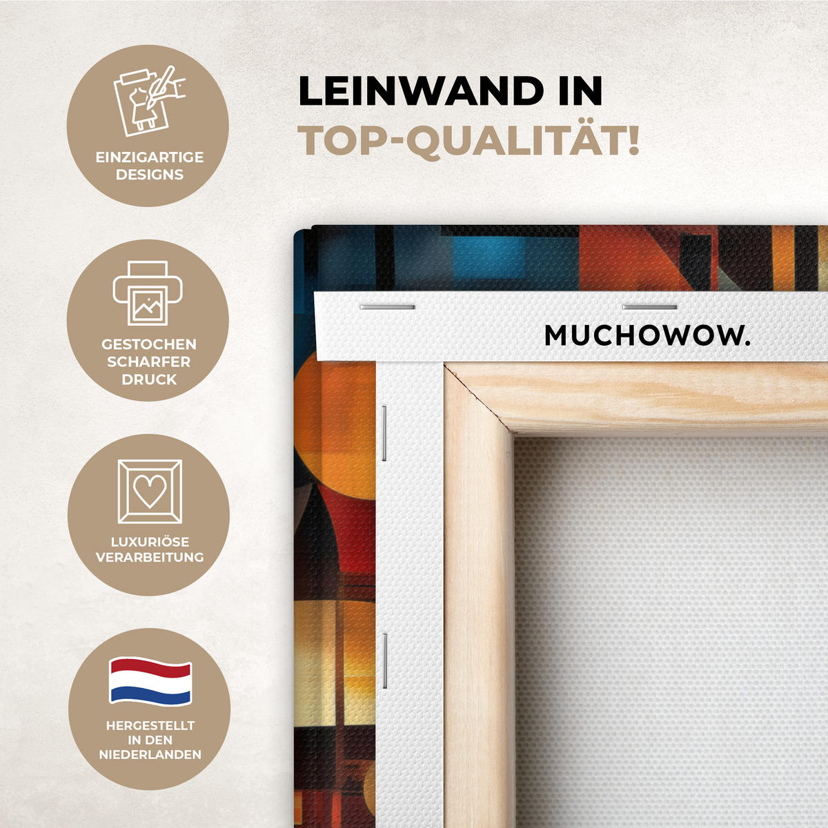 LEINWANDBILD Figuren - Abstrakt - Symbole 30x20 cm - Terracotta, Textil (30/20cm) - MuchoWow