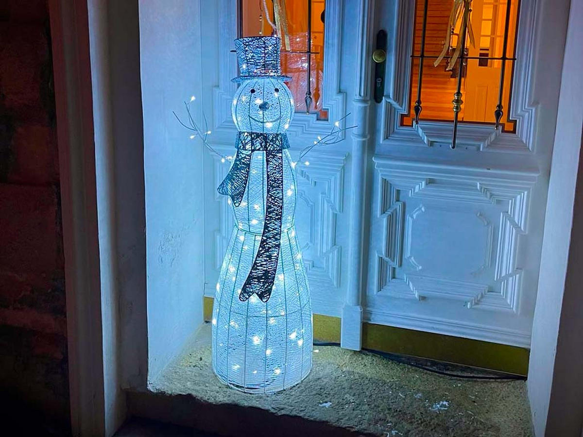 LED-LICHTDEKORATION SCHNEEMANN 124 cm - Weiß, Kunststoff (39/124/39cm) - LAALU