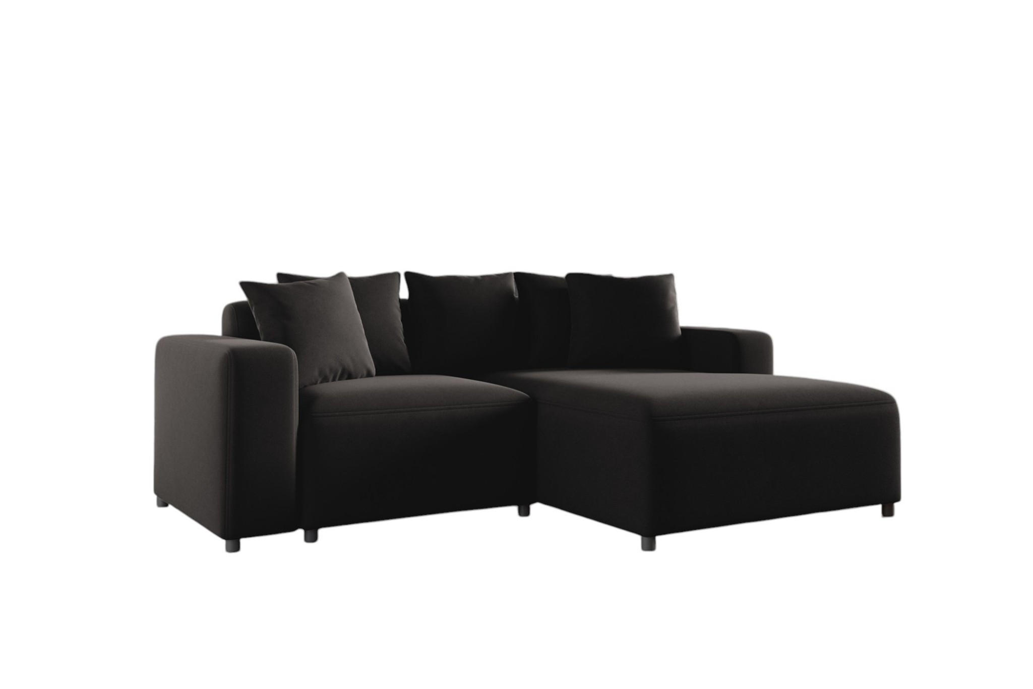 ECKSOFA Megan Xs In Salvador - Schwarz, Holzwerkstoff/Textil (240/165cm) - Fun Möbel