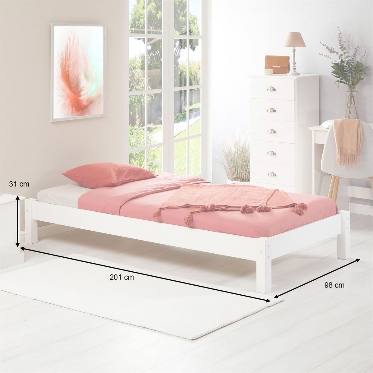 FUTONBETT TAIFUN 90x190 cm weiß - Weiß, Holz (90/190cm) - IDIMEX