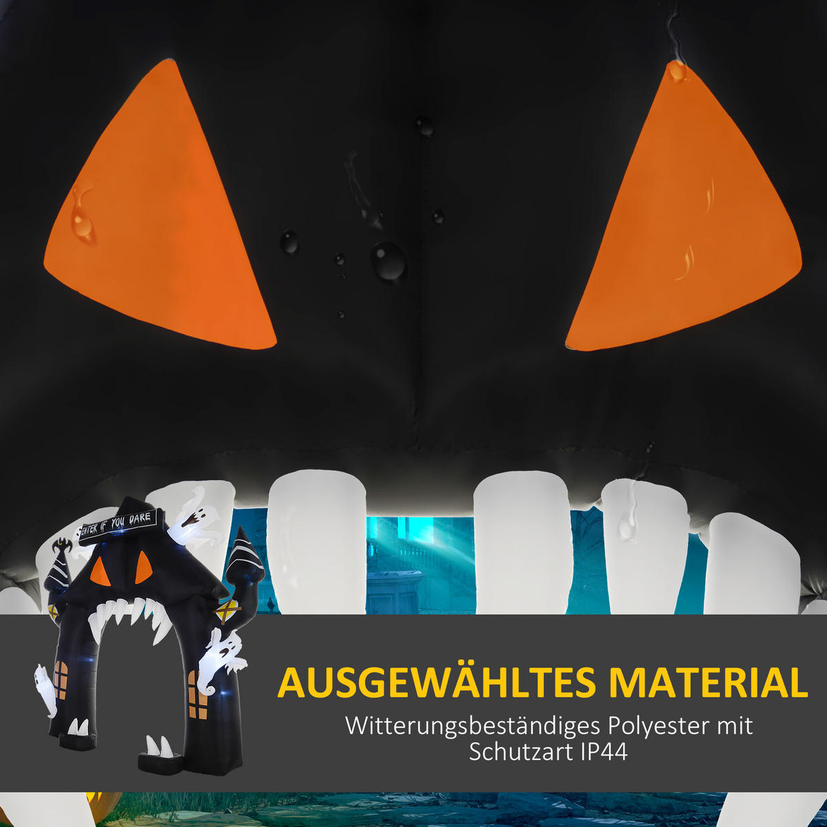 HALLOWEEN 300 cm Große, LED-Beleuchtung - Schwarz, Kunststoff (300/300/76cm) - Outsunny
