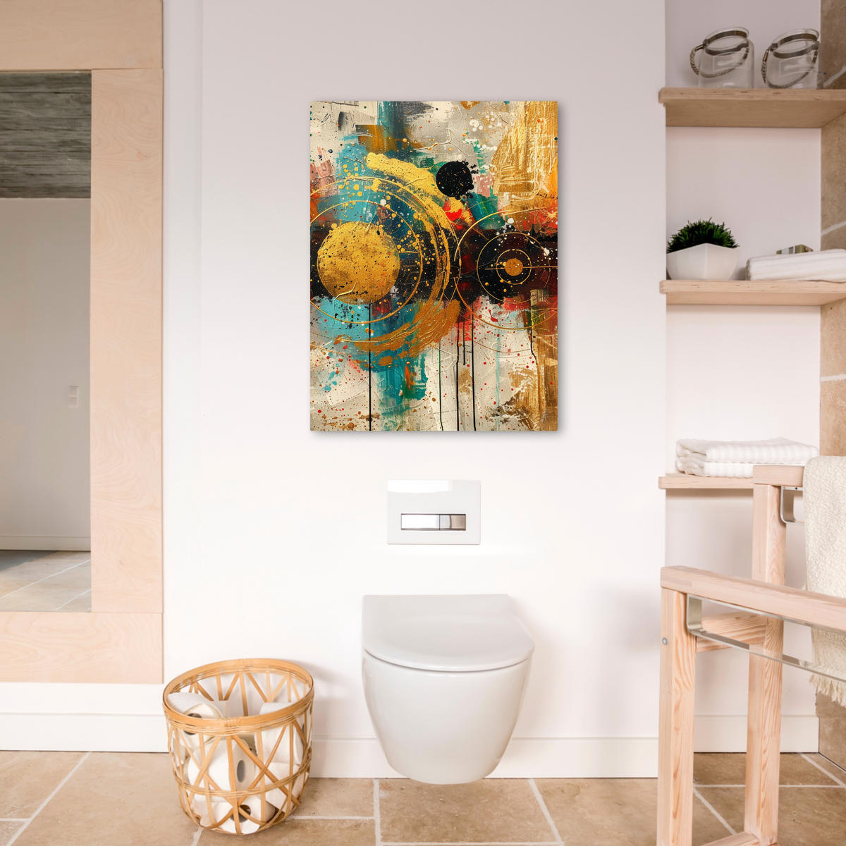 OBRAZ NA PLÁTNE Abstraktné - umenie - zlaté - moderné 50x70 cm - viacfarebná, textil (50/70cm) - MuchoWow