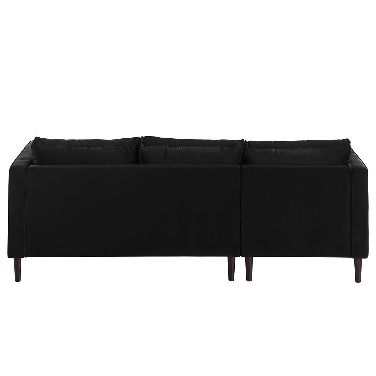ECKSOFA - Samt - Dunkelbraun/Schwarz, Birkenholz/Textil (201/155cm) - home24