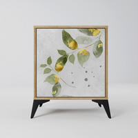 SIDEBOARD ELEGANT BOTANICS, Eichefarben, 57,5x42x70,5 cm, Schwarze Metall-Sternfüße - Eichefarben/Multicolor, Holzwerkstoff/Metall (57.5/70.5/42cm) - SpaceRebels