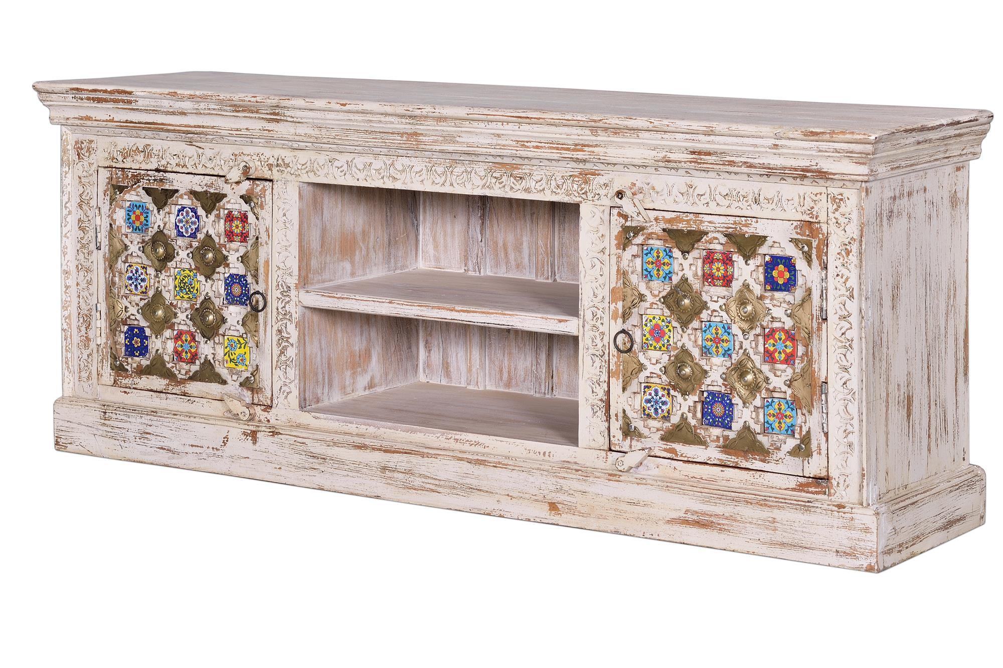 TV-SCHRANK aus Holz mit Keramikdetails - Perlmutt, Holz (150/60/40cm) - Giner y Colomer