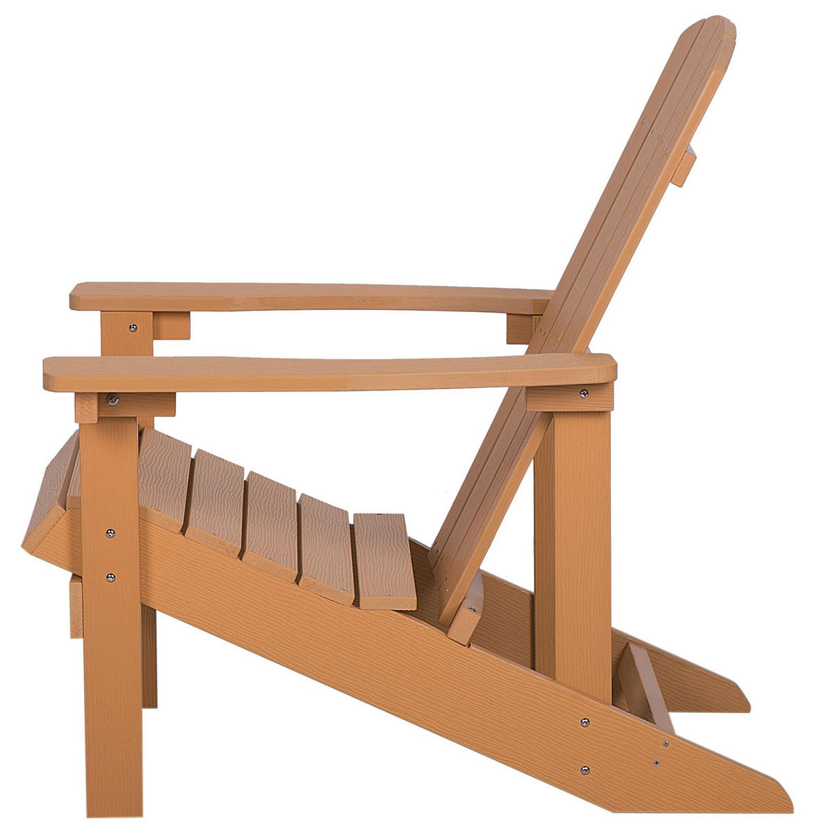 GARTENSTUHL mit Fußhocker Kunstholz hellbraun Adirondack - Hellbraun, Kunststoff (75/88/88cm) - Beliani
