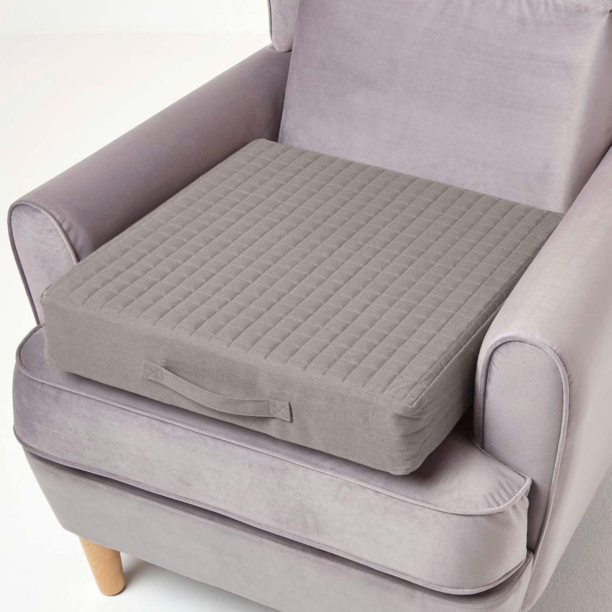 SITZKISSEN orthopädisch 50/50/10 cm – Sesselkissen grau - Grau, Textil (50/50/10cm) - Homescapes