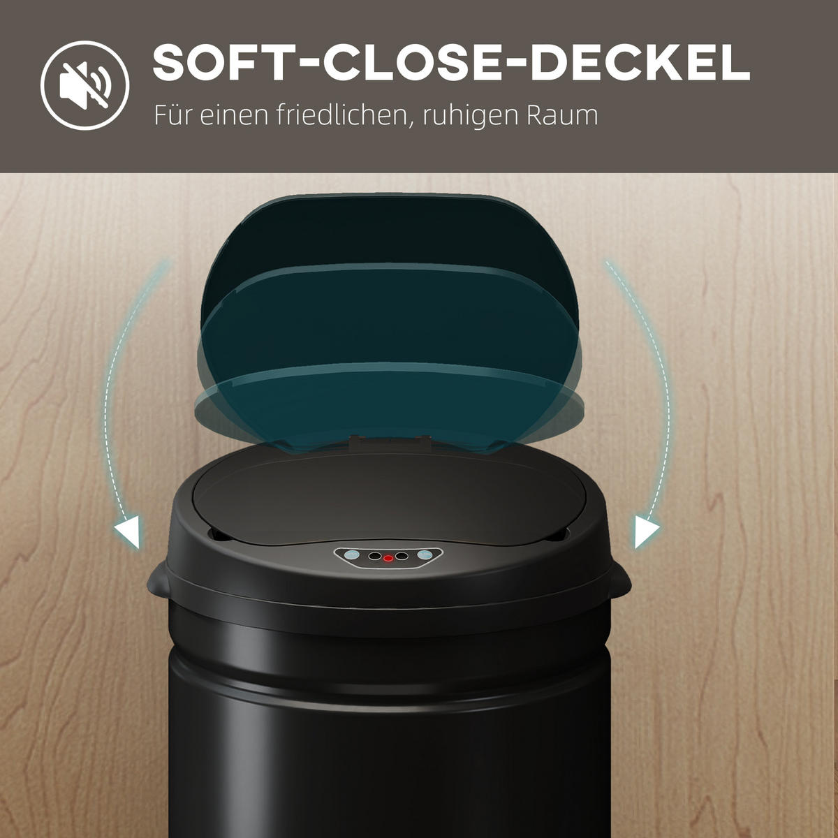 MÜLLEIMER mit Sensor 50L Edelstahl Automatischer Mülleimer mit Soft-Close-Deckel - Schwarz, Metall (30.5/85/30.5cm) - HOMCOM