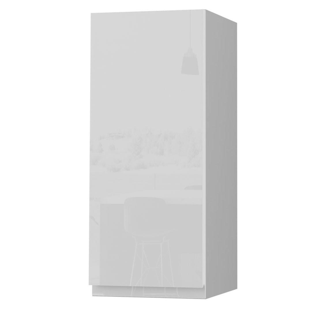 HÄNGESCHRANK Florence W2/30 Grau / RAL 9003 signalweiß HG 30 / 32,5 / 72cm - Türanschlag links - Weiß Hochglanz/Grau, Holz/Holzwerkstoff (30/72/32.5cm) - Feldmann-Wohnen