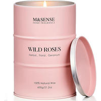 DUFTKERZE im Glas Wilde Rose 600g 130 Stunden Brenndauer - Rosa, Paraffin (13cm)