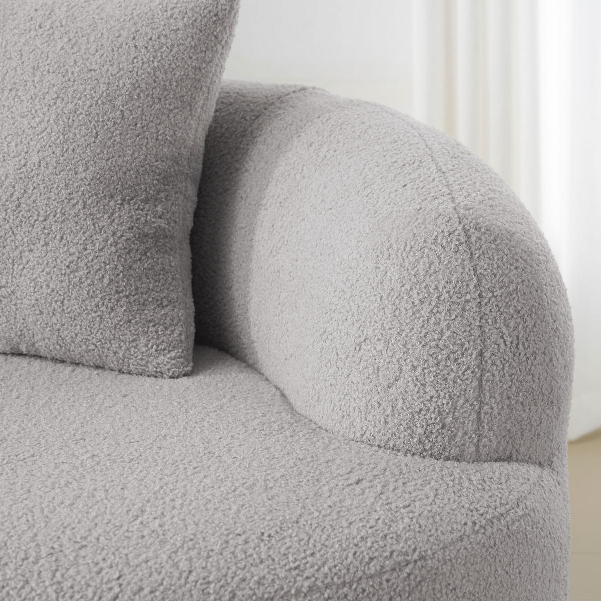 2-SITZER SOFA Polyester Hellgrau mit 2 Kissen - Hellgrau, Holzwerkstoff/Textil (170/70/89cm) - WISHDOR