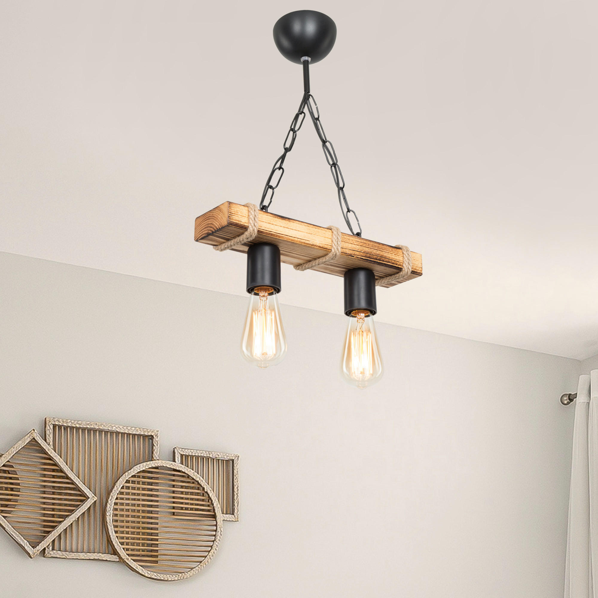 HÄNGELEUCHTE Hemel - Schwarz, Holz/Metall (10/34/44cm) - lux.pro